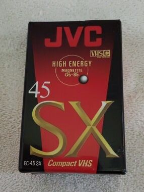 JVC Red and Black 45 SX Compact VHS Tape